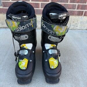 Vintage Salomon SPK Ski Boots Black Green Yellow Size 26/26.5 307mm Freestyle‎